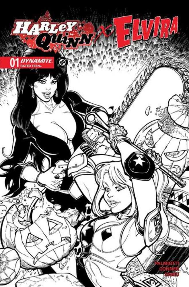 Harley Quinn X Elvira #1 Cover O 1 in 10 Chad Hardin Line Art Variant